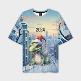 Мужская футболка oversize 3D с принтом Милый дракон новый  год   2024 в Тюмени,  |  | 