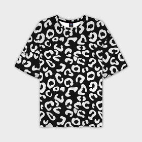 Мужская футболка oversize 3D с принтом Леопардовые пятна на черном в Рязани,  |  | 