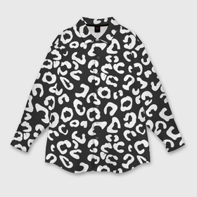 Мужская рубашка oversize 3D с принтом Леопардовые пятна на черном в Рязани,  |  | 