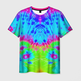 Мужская футболка 3D с принтом Tie Dye abstraction в Тюмени, 100% полиэфир | прямой крой, круглый вырез горловины, длина до линии бедер | Тематика изображения на принте: 