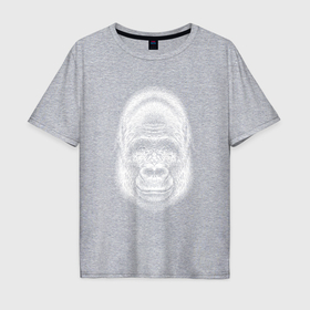 Мужская футболка хлопок Oversize с принтом Морда веселой гориллы в Кировске, 100% хлопок | свободный крой, круглый ворот, “спинка” длиннее передней части | 