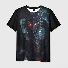 Мужская футболка 3D с принтом Древний пещерный дракон символ 2024 в Белгороде, 100% полиэфир | прямой крой, круглый вырез горловины, длина до линии бедер | 