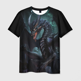 Мужская футболка 3D с принтом Древний  пещерный дракон символ 2024 в Белгороде, 100% полиэфир | прямой крой, круглый вырез горловины, длина до линии бедер | 
