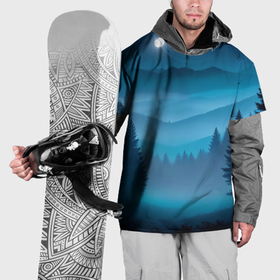 Накидка на куртку 3D с принтом Туманный синий лес   нейросеть в Санкт-Петербурге, 100% полиэстер |  | Тематика изображения на принте: 