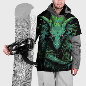 Накидка на куртку 3D с принтом Зеленый яркий неоновый дракон 2024 год в Санкт-Петербурге, 100% полиэстер |  | Тематика изображения на принте: 