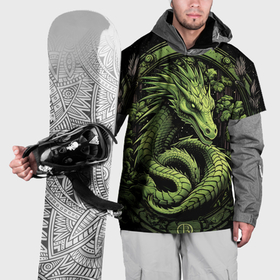 Накидка на куртку 3D с принтом Зеленый яркий неоновый  дракон  2024  год в Санкт-Петербурге, 100% полиэстер |  | Тематика изображения на принте: 