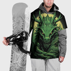 Накидка на куртку 3D с принтом Зеленый яркий  неоновый  дракон  2024  год в Санкт-Петербурге, 100% полиэстер |  | Тематика изображения на принте: 