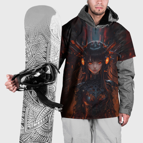 Накидка на куртку 3D с принтом Кибернетическая девчонка в Белгороде, 100% полиэстер |  | 