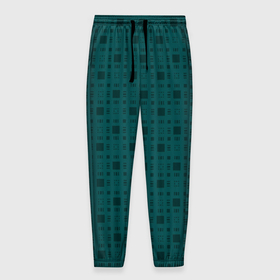 Мужские брюки 3D с принтом Зелёный квадраты паттерн в Курске, 100% полиэстер | манжеты по низу, эластичный пояс регулируется шнурком, по бокам два кармана без застежек, внутренняя часть кармана из мелкой сетки | 