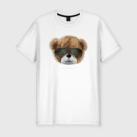 Мужская футболка хлопок Slim с принтом Плюшевый медведь stay relax в Курске, 92% хлопок, 8% лайкра | приталенный силуэт, круглый вырез ворота, длина до линии бедра, короткий рукав | 