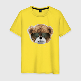 Мужская футболка хлопок с принтом Плюшевый медведь stay relax в Белгороде, 100% хлопок | прямой крой, круглый вырез горловины, длина до линии бедер, слегка спущенное плечо. | 