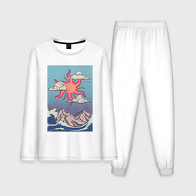 Мужская пижама с лонгсливом хлопок с принтом Солнце над горами и морем в Курске,  |  | Тематика изображения на принте: 