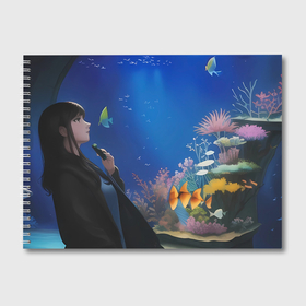 Альбом для рисования с принтом Рыбы и девушка в Тюмени, 100% бумага
 | матовая бумага, плотность 200 мг. | 