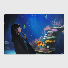 Магнитный плакат 3Х2 с принтом Рыбы и девушка в Санкт-Петербурге, Полимерный материал с магнитным слоем | 6 деталей размером 9*9 см | 