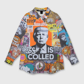 Мужская рубашка oversize 3D с принтом Donald Trump   american сollage в Кировске,  |  | 