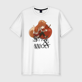 Мужская футболка хлопок Slim с принтом Волчица и яблоко в Санкт-Петербурге, 92% хлопок, 8% лайкра | приталенный силуэт, круглый вырез ворота, длина до линии бедра, короткий рукав | 