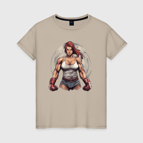 Женская футболка хлопок с принтом Боевой настрой в Тюмени, 100% хлопок | прямой крой, круглый вырез горловины, длина до линии бедер, слегка спущенное плечо | 