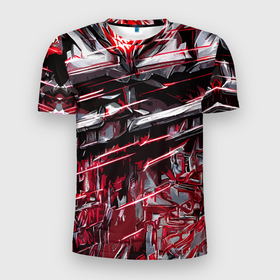 Мужская футболка 3D Slim с принтом Кровавый красный металл в Белгороде, 100% полиэстер с улучшенными характеристиками | приталенный силуэт, круглая горловина, широкие плечи, сужается к линии бедра | 