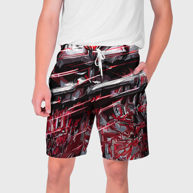 Мужские шорты 3D с принтом Кровавый красный металл в Белгороде,  полиэстер 100% | прямой крой, два кармана без застежек по бокам. Мягкая трикотажная резинка на поясе, внутри которой широкие завязки. Длина чуть выше колен | 