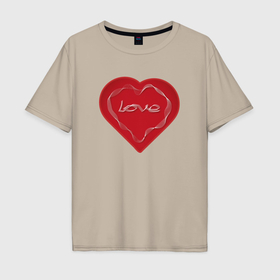 Мужская футболка хлопок Oversize с принтом Сердце тонкая геометрия в Кировске, 100% хлопок | свободный крой, круглый ворот, “спинка” длиннее передней части | 