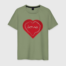 Мужская футболка хлопок с принтом Сердце тонкая геометрия в Екатеринбурге, 100% хлопок | прямой крой, круглый вырез горловины, длина до линии бедер, слегка спущенное плечо. | 