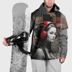 Накидка на куртку 3D с принтом Девушка футуристичных наушниках , 100% полиэстер |  | Тематика изображения на принте: 