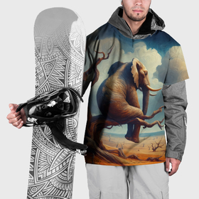 Накидка на куртку 3D с принтом Слон сидит на ветке дерева в пустыне в Белгороде, 100% полиэстер |  | 