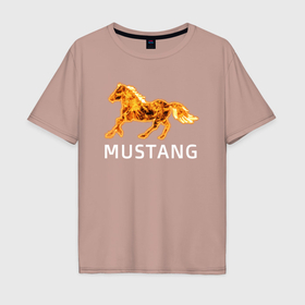 Мужская футболка хлопок Oversize с принтом Mustang firely art в Екатеринбурге, 100% хлопок | свободный крой, круглый ворот, “спинка” длиннее передней части | Тематика изображения на принте: 