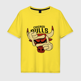 Мужская футболка хлопок Oversize с принтом Bulls logo with hands в Санкт-Петербурге, 100% хлопок | свободный крой, круглый ворот, “спинка” длиннее передней части | 