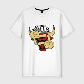 Мужская футболка хлопок Slim с принтом Bulls logo with hands в Санкт-Петербурге, 92% хлопок, 8% лайкра | приталенный силуэт, круглый вырез ворота, длина до линии бедра, короткий рукав | Тематика изображения на принте: 