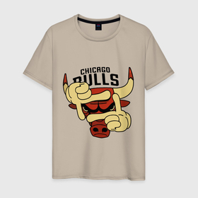 Мужская футболка хлопок с принтом Bulls logo with hands в Санкт-Петербурге, 100% хлопок | прямой крой, круглый вырез горловины, длина до линии бедер, слегка спущенное плечо. | 