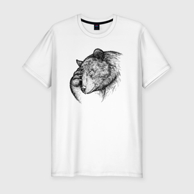 Мужская футболка хлопок Slim с принтом Медведь facepalm в Екатеринбурге, 92% хлопок, 8% лайкра | приталенный силуэт, круглый вырез ворота, длина до линии бедра, короткий рукав | 