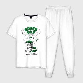Мужская пижама хлопок с принтом Green day basket case в Санкт-Петербурге, 100% хлопок | брюки и футболка прямого кроя, без карманов, на брюках мягкая резинка на поясе и по низу штанин
 | 