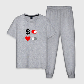 Мужская пижама хлопок с принтом Love of money в Курске, 100% хлопок | брюки и футболка прямого кроя, без карманов, на брюках мягкая резинка на поясе и по низу штанин
 | Тематика изображения на принте: 