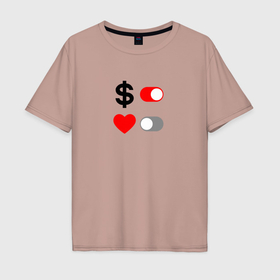Мужская футболка хлопок Oversize с принтом Love of money в Курске, 100% хлопок | свободный крой, круглый ворот, “спинка” длиннее передней части | 