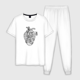 Мужская пижама хлопок с принтом Раненое сердце в Курске, 100% хлопок | брюки и футболка прямого кроя, без карманов, на брюках мягкая резинка на поясе и по низу штанин
 | 