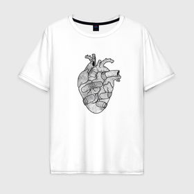 Мужская футболка хлопок Oversize с принтом Раненое сердце в Санкт-Петербурге, 100% хлопок | свободный крой, круглый ворот, “спинка” длиннее передней части | Тематика изображения на принте: 
