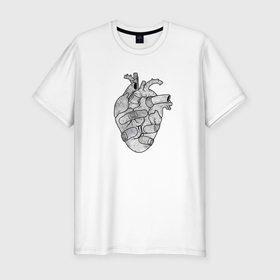 Мужская футболка хлопок Slim с принтом Раненое сердце в Курске, 92% хлопок, 8% лайкра | приталенный силуэт, круглый вырез ворота, длина до линии бедра, короткий рукав | 