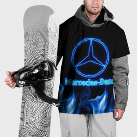 Накидка на куртку 3D с принтом Mercedes benz blue neon в Кировске, 100% полиэстер |  | Тематика изображения на принте: 