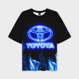Мужская футболка oversize 3D с принтом Toyota neon fire в Санкт-Петербурге,  |  | 