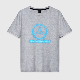 Мужская футболка хлопок Oversize с принтом Mercedes benz blue в Курске, 100% хлопок | свободный крой, круглый ворот, “спинка” длиннее передней части | 