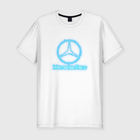 Мужская футболка хлопок Slim с принтом Mercedes benz blue в Тюмени, 92% хлопок, 8% лайкра | приталенный силуэт, круглый вырез ворота, длина до линии бедра, короткий рукав | 