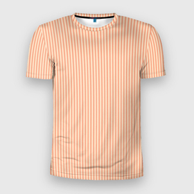 Мужская футболка 3D Slim с принтом Бледный персиковый вертикальные полосы в Новосибирске, 100% полиэстер с улучшенными характеристиками | приталенный силуэт, круглая горловина, широкие плечи, сужается к линии бедра | 