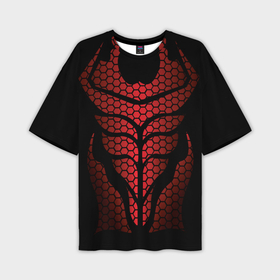 Мужская футболка oversize 3D с принтом Доспехи с красным отливом в Екатеринбурге,  |  | Тематика изображения на принте: 
