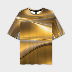 Мужская футболка oversize 3D с принтом Золотые волны металла в Тюмени,  |  | 