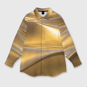 Мужская рубашка oversize 3D с принтом Золотые волны металла в Тюмени,  |  | 