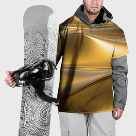 Накидка на куртку 3D с принтом Золотые волны металла в Тюмени, 100% полиэстер |  | 