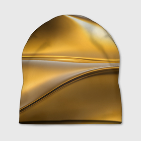 Шапка 3D с принтом Золотые волны металла в Екатеринбурге, 100% полиэстер | универсальный размер, печать по всей поверхности изделия | 