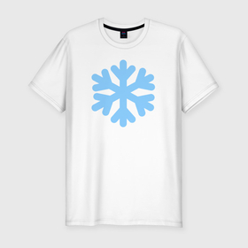 Мужская футболка хлопок Slim с принтом Голубая снежинка в Кировске, 92% хлопок, 8% лайкра | приталенный силуэт, круглый вырез ворота, длина до линии бедра, короткий рукав | 