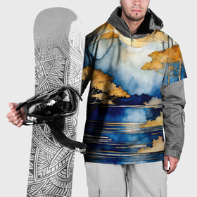 Накидка на куртку 3D с принтом Осенний лес на фоне синих гор в акварельной технике в Кировске, 100% полиэстер |  | Тематика изображения на принте: 